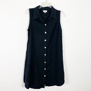 Toofan 100% Linen Sleeveless A-Line Midi Shirt Dress S Lagenlook LBD
